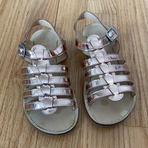 Boden Leather Gladiator Sandals - Rose Gold Metallic - Girls size 11.5